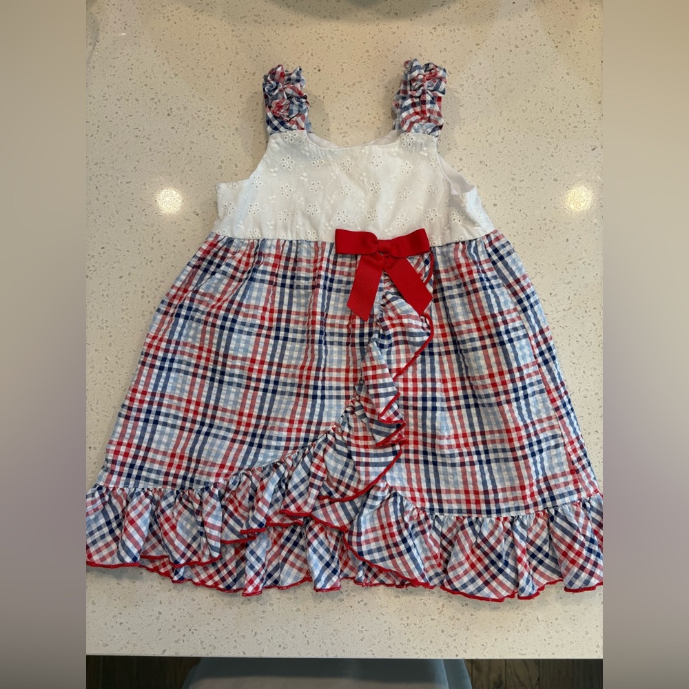 Bonnie Jean White and Red Plaid Dress with Bow